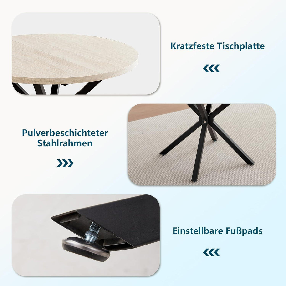 Runder Esstisch Set 100cm mit 4 Samtstühlen (Gelb/Schwarz)