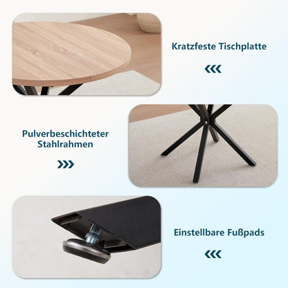 Moderner Esstisch Set 100cm rund + 4 Cord Stühle