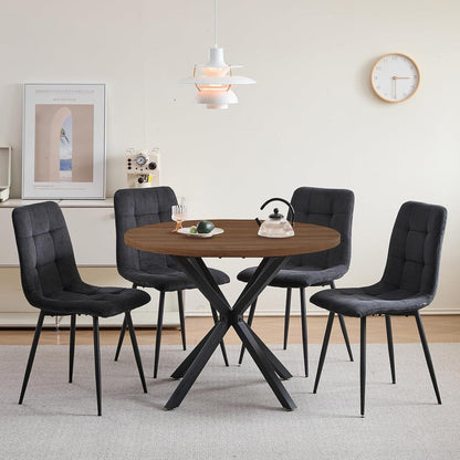 Moderner Esstisch Set 100cm rund + 4 Cord Stühle