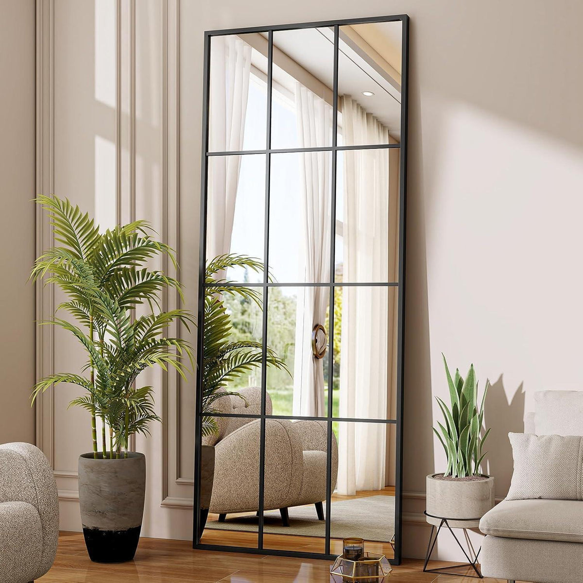 Ganzkörperspiegel mit Ständer – Schwarz, 64 x 175 cm