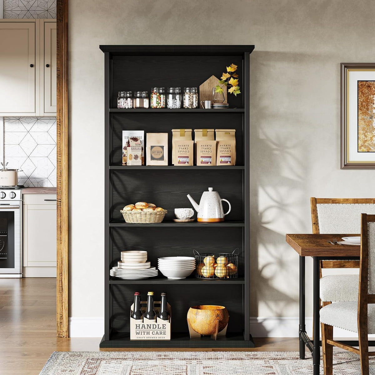 Industrielles Bücherregal 6 Ebenen – Freistehendes Regal für Wohnzimmer