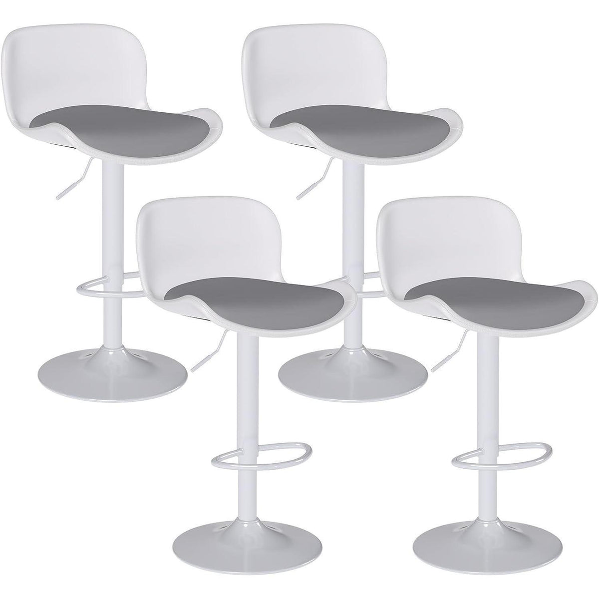 Höhenverstellbarer Barhocker 4er Set Weiß/Grau – Modern & Bequem