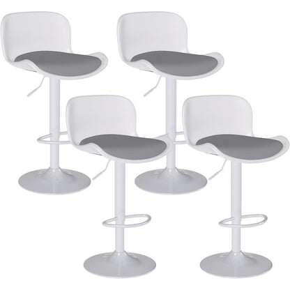 Höhenverstellbarer Barhocker 4er Set Weiß/Grau – Modern & Bequem