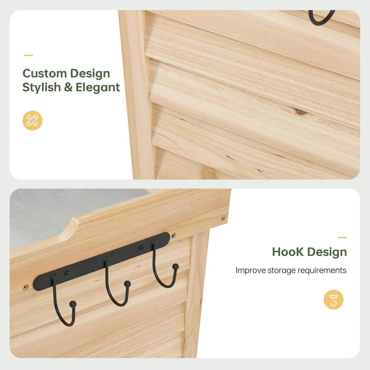 Holz Gartenschrank mit Tisch & Haken – 64x40x95 cm