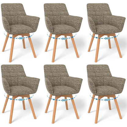 6er Set Drehstühle Samt, Braun – Esszimmer & Wohnzimmer