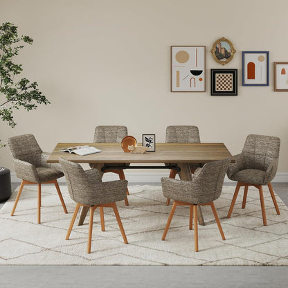 6er Set Drehstühle Samt, Braun – Esszimmer & Wohnzimmer