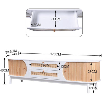 TV-Bank Landhausstil mit Rattan & Holz – 170cm