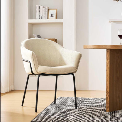 Esszimmerstuhl mit Armlehnen, Beige Chenille Modern