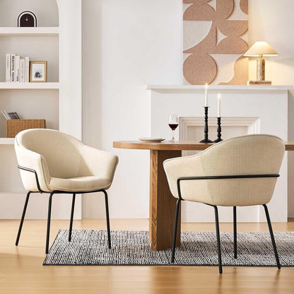 Esszimmerstuhl mit Armlehnen, Beige Chenille Modern