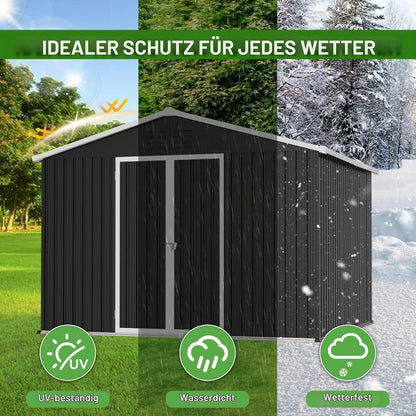Gartenhaus Metall 250x248cm mit Pultdach & Türriegel