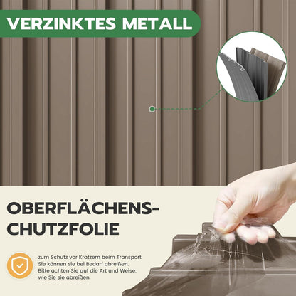 Gartenhaus Metall 196x119cm – Gerätehaus mit Pultdach Braun