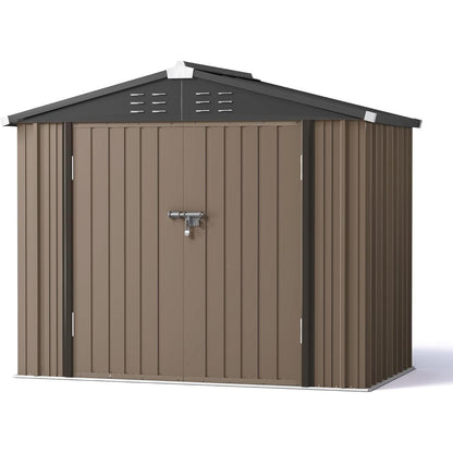 Gartenhaus Metall 196x119cm – Gerätehaus mit Pultdach Braun