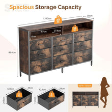 Vintage Kommode mit 9 Schubladen, 140x30x87 cm