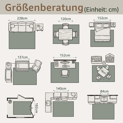 Vintage Kurzflor Teppich Grau 160x220 cm – Waschbar & Faltbar