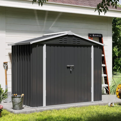 Gartenhaus Metall 196x119cm – Gerätehaus mit Pultdach & Tür