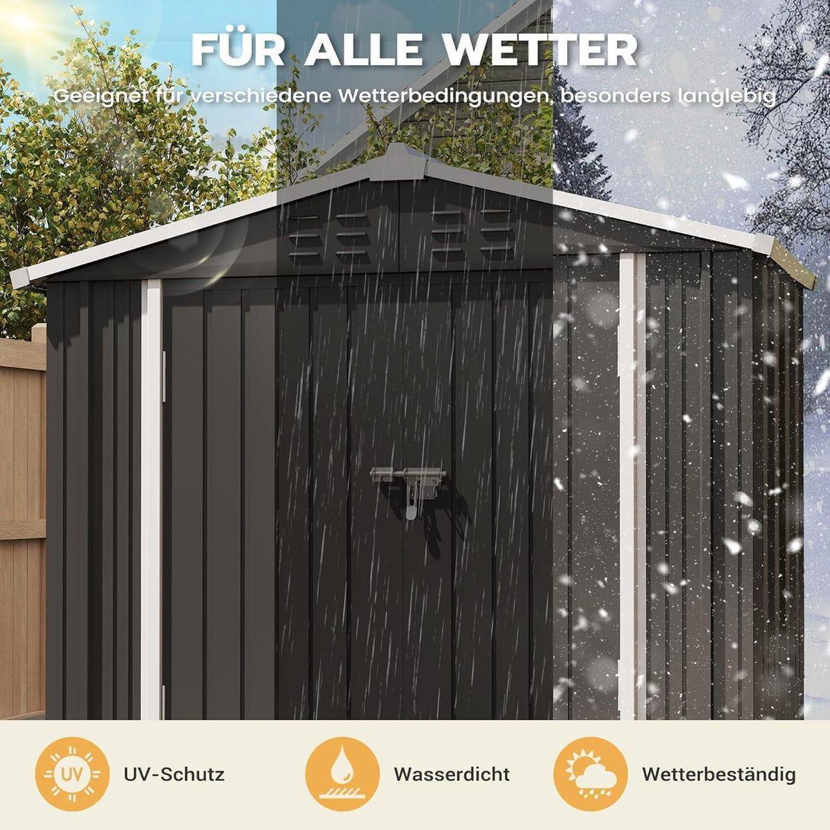 Gartenhaus Metall 196x119cm – Gerätehaus mit Pultdach & Tür