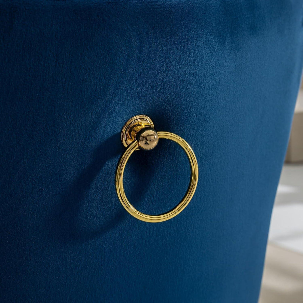 Esszimmerstühle Set 4 Blau & Gold, Samt, Hohe Rückenlehne