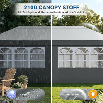 3x6m Faltpavillon wasserdicht mit Seitenwänden & UV-Schutz