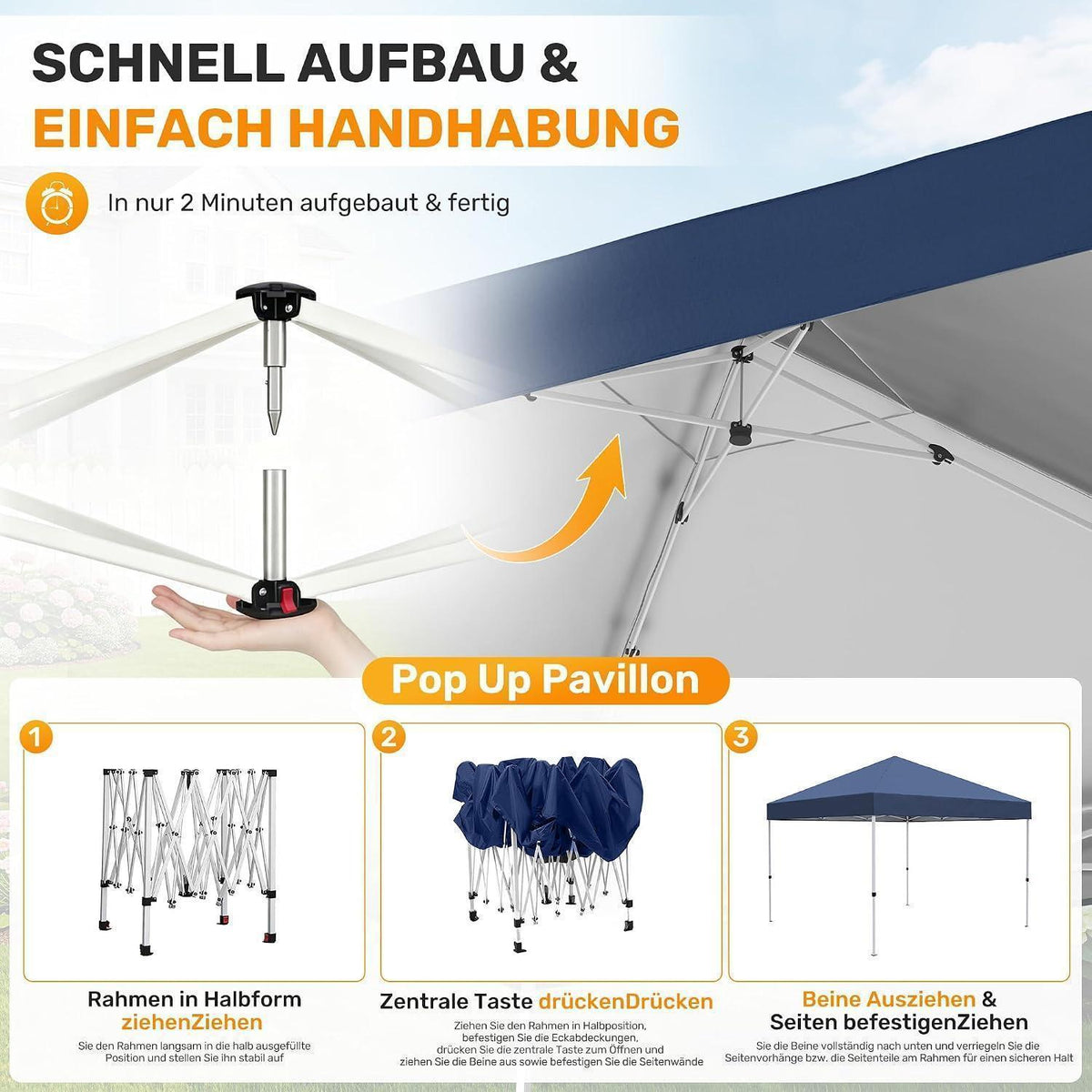 3x3 Pavillon Wasserdicht & Stabil – Partyzelt für Garten & Camping