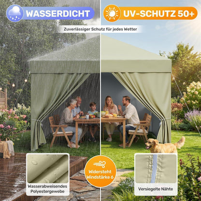 3x3 Pavillon wasserdicht mit Seitenwänden – Partyzelt für Garten