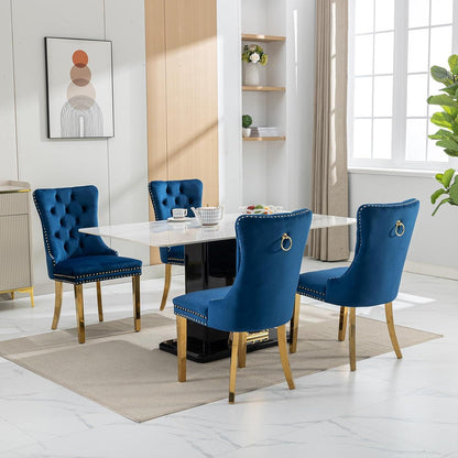 Samt Esszimmerstühle 4er Set mit goldenen Beinen