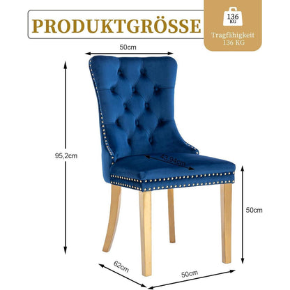 Samt Esszimmerstühle 4er Set mit goldenen Beinen