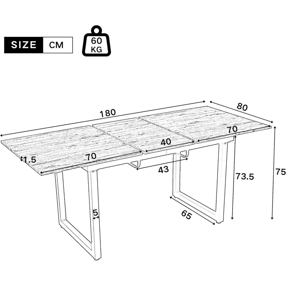 Ausziehbarer Esstisch 140/180cm – Industriestil & Metallrahmen