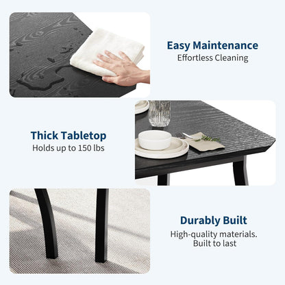 3-teiliges Küchentisch-Set mit Bänken – Vintage-Look Schwarz