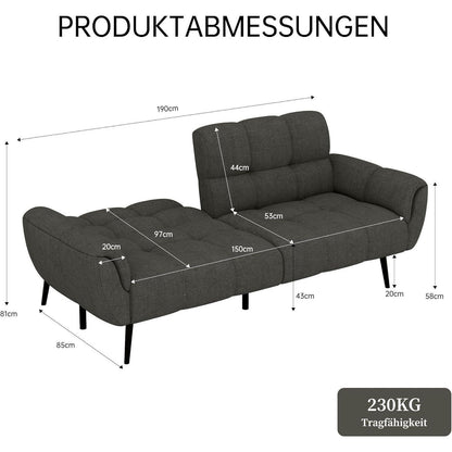 Schlafsofa 3-Sitzer Dunkelgrau – Bequem & Vielseitig
