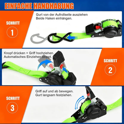 Automatische Spanngurte 3m | 4er Set | 750kg Bruchlast