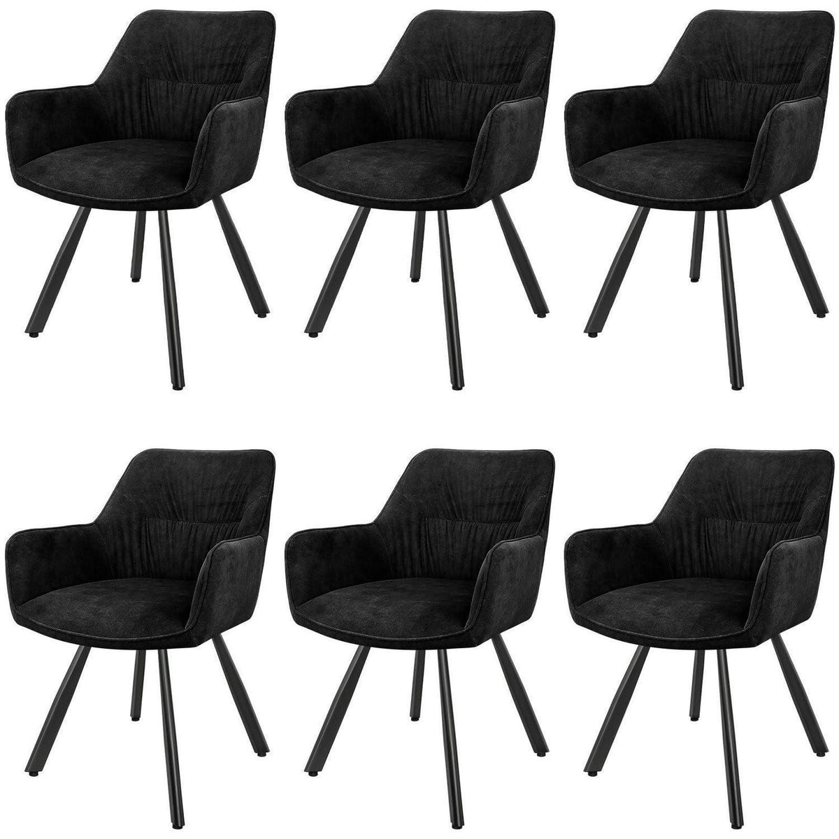 Drehbare Esszimmerstühle 6er Set mit Armlehnen & Kurzflor
