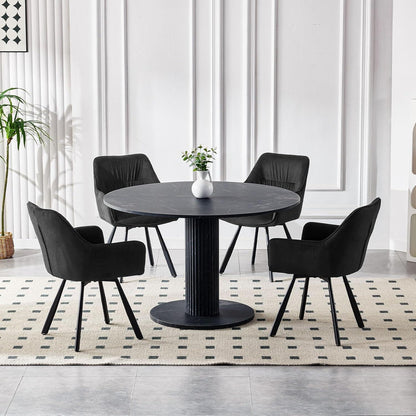 Drehbare Esszimmerstühle 6er Set mit Armlehnen & Kurzflor