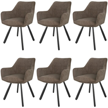 Drehbare Esszimmerstühle 6er Set mit Armlehnen & Kurzflor