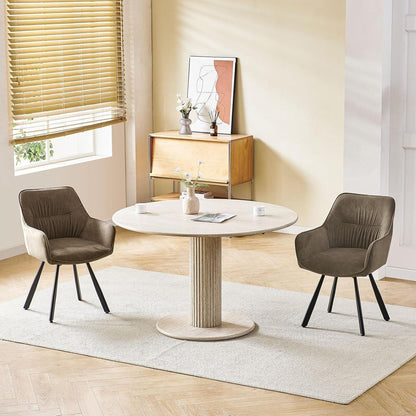 Drehbare Esszimmerstühle 6er Set mit Armlehnen & Kurzflor