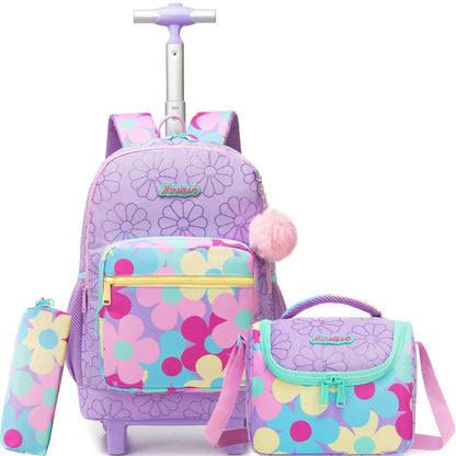 Schulrucksack Trolley Mädchen Blumen – Ergonomischer Schulranzen Set