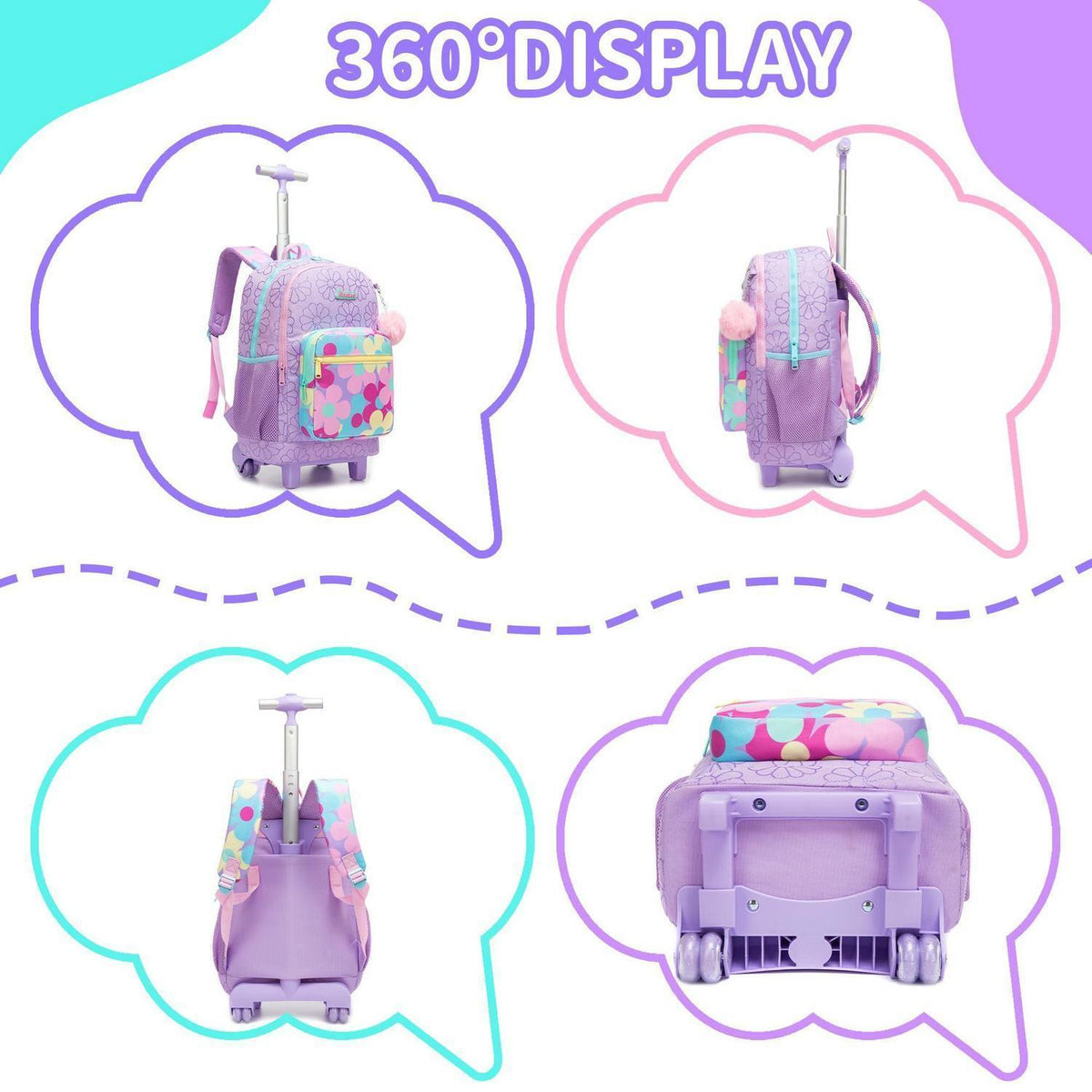 Schulrucksack Trolley Mädchen Blumen – Ergonomischer Schulranzen Set