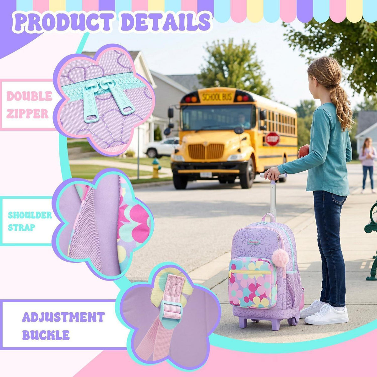 Schulrucksack Trolley Mädchen Blumen – Ergonomischer Schulranzen Set
