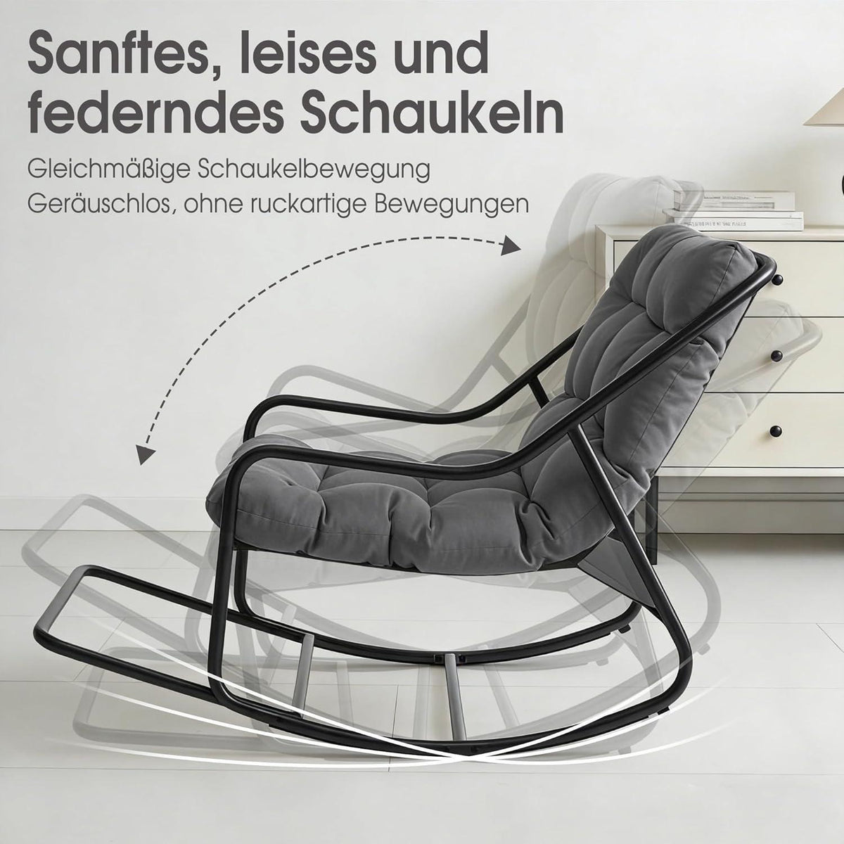 Übergroßer Schaukelstuhl – Gemütlicher Papasan Stuhl Grau