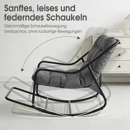 Übergroßer Schaukelstuhl – Gemütlicher Papasan Stuhl Grau