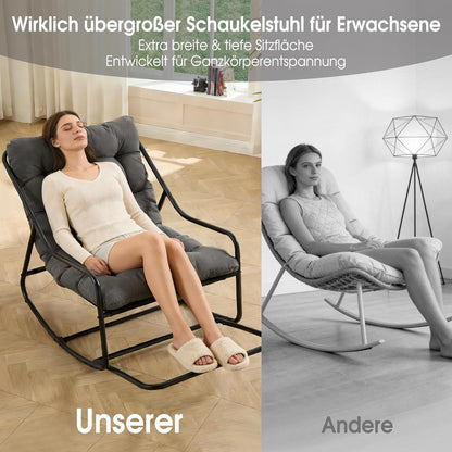 Übergroßer Schaukelstuhl – Gemütlicher Papasan Stuhl Grau