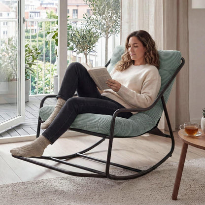 Übergroßer Schaukelstuhl – Gemütlicher Papasan Stuhl Grün