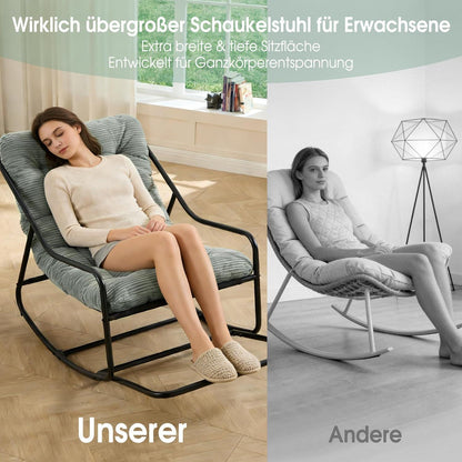 Übergroßer Schaukelstuhl – Gemütlicher Papasan Stuhl Grün