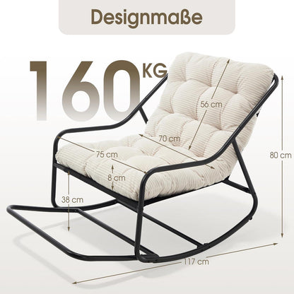 Übergroßer Schaukelstuhl – Gemütlicher Papasan Stuhl Weiß