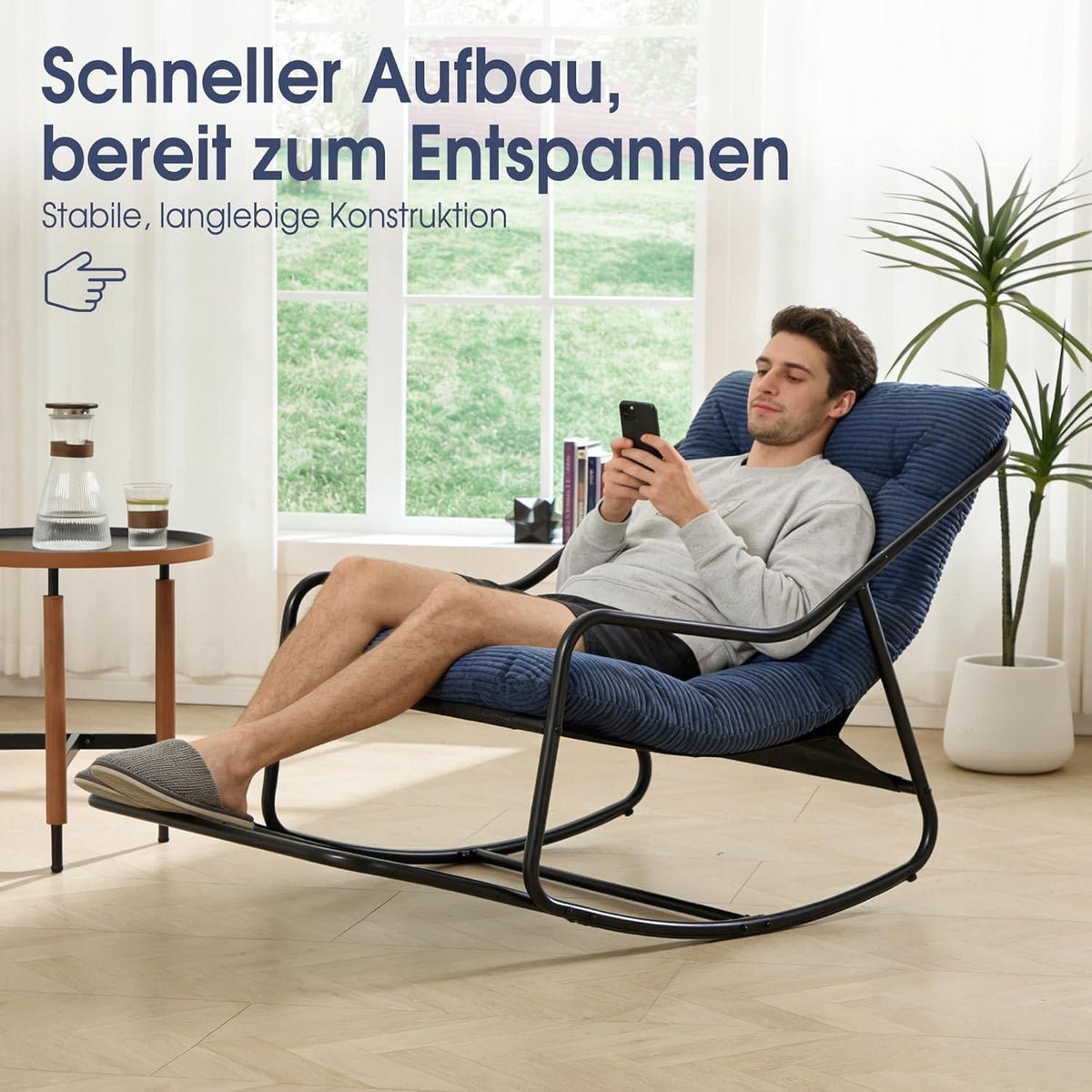 Übergroßer Schaukelstuhl – Gemütlicher Papasan Stuhl Marineblau