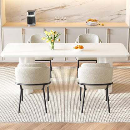Essgruppe 5-teilig Creme Weiß – Skandinavisch Modern