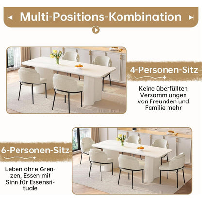 Essgruppe 9-teilig Creme Weiß – Skandinavisch Modern