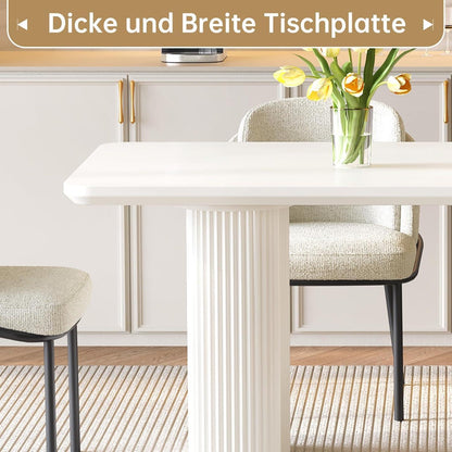 Essgruppe 9-teilig Creme Weiß – Skandinavisch Modern