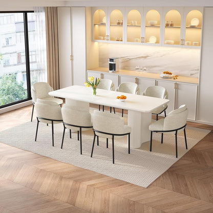 Essgruppe 9-teilig Creme Weiß – Skandinavisch Modern