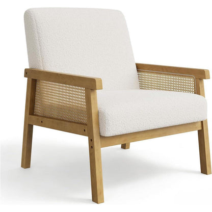 Rattanseiten Sessel – Gepolsterter Lesesessel für Wohnzimmer & Schlafzimmer