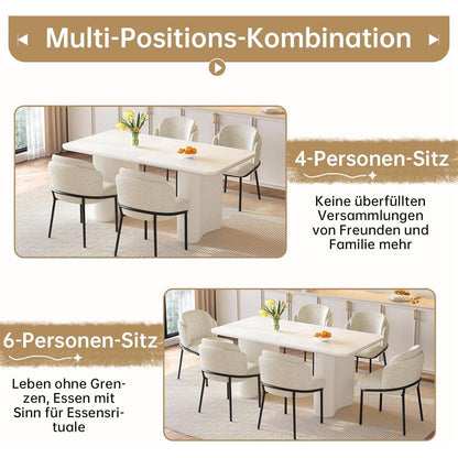 7-teilige Essgruppe Creme Weiß – Skandinavisch Modern